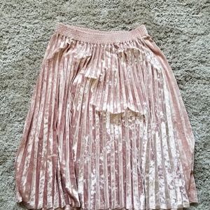 Shimmery suede skirt.